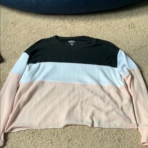 Hollister waffle striped boyfriend tee